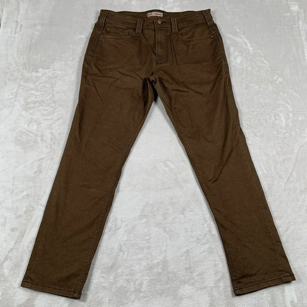 5.11 Tactical Defender-Flex Pants Mens 34x30 Brown Slim Fit Twill Outdoor